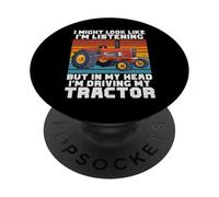 J'Ai Peut-être l'air d'écouter dans ma tête Que Je conduis Mon Tracteur PopSockets PopGrip Adhésif