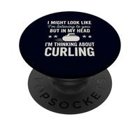 J'Ai Peut-être l'air d'écouter Thinking About Curling PopSockets PopGrip Adhésif