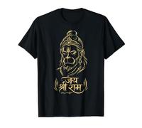 Jai Shree Ram Hanuman Dieu Hindou Faith Cadeau de dévotion T-Shirt Graphique avec Valeur, Homme, Noir, XL