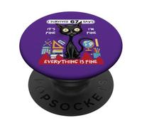 J'Ai survécu à 67 Jours : Funny Cat School Six Seven Meme PopSockets PopGrip Adhésif