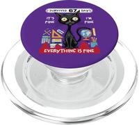 J'Ai survécu à 67 Jours : Funny Cat School Six Seven Meme PopSockets PopGrip pour MagSafe