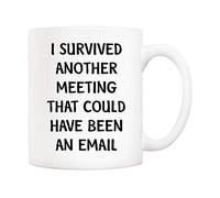 J'Ai Survécu À Une Réunion Qui Aurait Pu Être Un E-Mail Tasse Drôle Tasses Avec Poignée Tasse À Café Pour Collègue Homme Famille 330Ml