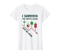 J'Ai survécu au Crash Crypto Demandez-Moi Comment Crypto & Stock Trader T-Shirt Graphique avec Valeur, Femme, Blanc, XS