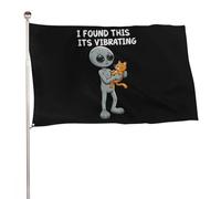 J'Ai Trouvé Ça, Ça Vibre, Chat Et Extraterrestre Drapeau Décoratif Drapeau De Jardin Couleurs Vives Bannière Pour Extérieur Intérieur Pelouse 90X150Cm