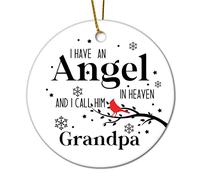J'Ai Un Ange Au Paradis Et J'Appelle Grand-Père Ornements Noël Ornement Porcelaine Pendentif Décorations pour Intérieur Magasins Maison 7.3Cm