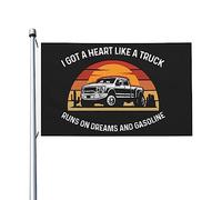 J'ai un cœur comme un drapeau de camion double face, art mural cool pour la maison, le jardin, la terrasse, 0,9 x 1,5 m, j'ai un cœur comme un camion, tapisserie pour dortoir