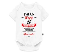 J'Ai Un Papy Rugbyman Cadeau Papy Rugby Body Manches Courtes Bébé Bio