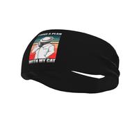 J'ai un plan avec mon chat Bandeaux Hommes Femmes Antidérapant Évacuant la Transpiration Sport Bandeau pour Gym Basket-ball Yoga Bandeaux de cheveux