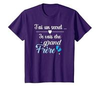 J'Ai Un Secret Je Vais être Grand Frère, Grand Frère 2026 T-Shirt, Enfant, Violet, 10 Ans
