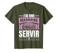 J'Ai Une Marraine cinglée | Femmes Filleule Marraine T-Shirt, Enfant, Olive, 4 Ans