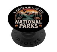 J'Ai visité Les 63 Parcs nationaux des États-Unis PopSockets PopGrip Adhésif