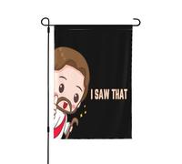 J'ai vu ce drapeau de jardin drôle avec Jésus, Dieu chrétien et la croix du Christ (édition limitée 2024), double format 71 x 102 cm, pour la décoration extérieure de la maison.