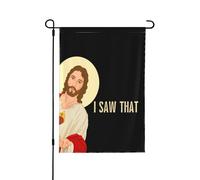J'ai vu ce drapeau de jardin drôle avec Jésus, Dieu, Christ et croix (édition limitée 2024), double format (32 x 46 cm), décoration extérieure pour la maison ou le jardin.