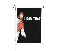 J'ai vu ce drapeau de jardin drôle avec Jésus, Dieu, Christ et croix (édition limitée 2024), double format (32 x 46 cm), décoration extérieure pour la maison ou le jardin.