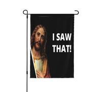 J'ai vu ce drapeau de jardin drôle avec Jésus, Dieu, Christ et croix (édition limitée 2024), double format (32 x 46 cm), décoration extérieure pour la maison ou le jardin.