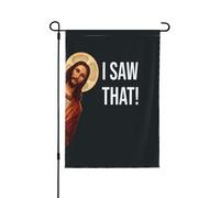 J'ai vu ce drapeau de jardin drôle avec Jésus, Dieu, Christ et croix (édition limitée 2024), double format (32 x 46 cm), décoration extérieure pour la maison ou le jardin.