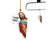 J'Ai Vu Ce Signe De Jésus | Décoration Acrylique 2D Drôle D’Ornement De Jésus | Décoration d'arbre De Et Charme Suspendu | Cadeau Religieux pour Femmes Hommes Amis Collègues Maman Voiture Rétrovi