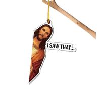 J'Ai Vu Ce Signe De Jésus | Décoration Acrylique 2D Drôle D’Ornement De Jésus | Décoration d'arbre De Et Charme Suspendu | Cadeau Religieux pour Femmes Hommes Amis Collègues Maman Voiture Rétrovi