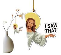 J'Ai Vu Ce Signe De Jésus | Décoration Acrylique 2D Drôle D’Ornement De Jésus | Décoration d'arbre De Et Charme Suspendu | Cadeau Religieux pour Femmes Hommes Amis Collègues Maman Voiture Rétrovi