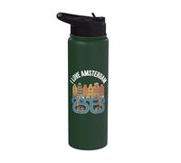 J'aime Amsterdam : une aventure pittoresque à vélo Stainless Steel Insulated Water Bottle