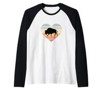 J'aime Bisons Silhouette Amérique du Nord Coeur Sauvage Wisent Manche Raglan