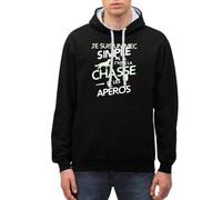 J'Aime Chasse Et Apéros Cadeau Chasseur Sweat À Capuche Contrasté Unisexe