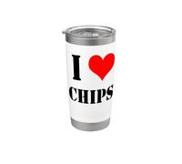 J'aime chips de pommes de terre I Love Chips Gobelet isotherme en acier inoxydable double paroi