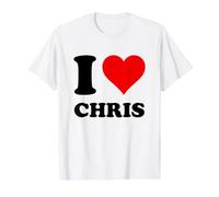 J'aime Chris T-Shirt Graphique avec Valeur, Homme, Blanc, S