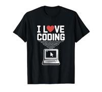 J'aime Coder, Programmeur Informatique, cœur T-Shirt Graphique avec Valeur, Homme, Noir, M