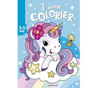 J'aime colorier - Licorne sur fond bleu- Livre de coloriage - Dès 3 ans