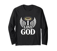 J'aime Dieu Angel Wings Halo Faith Manche Longue