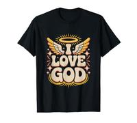 J'aime Dieu Angelic Wings Halo Faith Expression T-Shirt Graphique avec Valeur