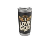 J'aime Dieu avec des ailes et une colombe Gobelet isotherme en acier inoxydable double paroi