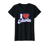 J'aime Edwin T-Shirt Graphique avec Valeur, Femme, Noir, S