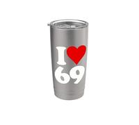 J'aime Heart 69 Sixty Nine Gobelet isotherme en acier inoxydable double paroi