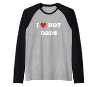 J'aime Hot Dads Funny Red Heart Hot Dad Lover Family Father Manche Raglan