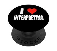 J'aime interpréter - Coeur - Langue PopSockets PopGrip Interchangeable
