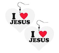 J'aime Jésus boucles d'oreilles en cuir pour femmes boucles d'oreilles goutte pendentif coeur avec crochet cadeaux pour fille adulte