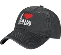 J'aime Jésus Christ Casquette De Baseball Loisirs De Plein Air Chapeau De Cowboy Réglable Unisexe Noir