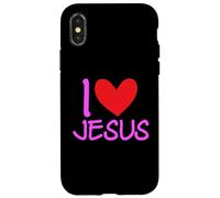 J'aime Jésus-Christ Name Men Guy BFF Heart God Bible Blessed Coque pour iPhone X/XS