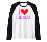 J'aime Jésus-Christ Name Men Guy BFF Heart God Bible Blessed Manche Raglan