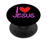 J'aime Jésus-Christ Name Men Guy BFF Heart God Bible Blessed PopSockets PopGrip Adhésif