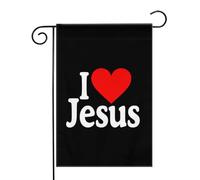 J'aime Jésus Heart_nobg Drapeaux de jardin (12,5 x 18 pouces) - Bannière aux couleurs éclatantes pour décoration extérieure de jardin et de maison
