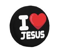 J'aime Jésus Housse Pneu De Rechange Protection Le Soleil Couverture De Roue De Secours Anti Poussière Neige Housse Roue De Secours Universelle pour Camion Voiture Auto Remorque 15inch