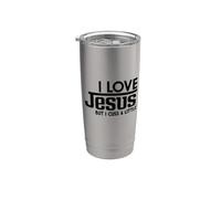 J'aime Jésus mais je crie un peu parfois Gobelet isotherme en acier inoxydable double paroi