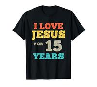 J'aime Jésus pour 15 Ans Vintage Joyeux 15e Anniversaire T-Shirt