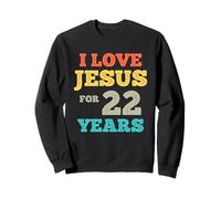 J'aime Jésus pour 22 Ans Vintage Joyeux 22e Anniversaire Sweatshirt