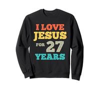 J'aime Jésus pour 27 Ans Vintage Joyeux 27e Anniversaire Sweatshirt