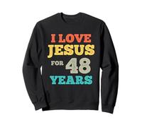 J'aime Jésus pour 48 Ans Vintage Joyeux 48e Anniversaire Sweatshirt
