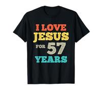 J'aime Jésus pour 57 Ans Vintage Joyeux 57e Anniversaire T-Shirt